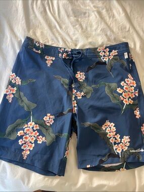 Critical Slide Navy Floral Men's Swim Board Shorts